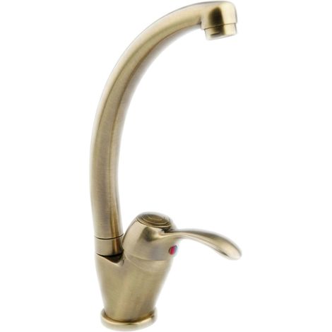 Rubinetto lavello bocca alta - Serie Distri in ottone antico (1/3)