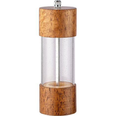 Moulin À Sel Et Poivre - Corps En Acrylique Transparent - Mécanisme En Céramique Et Acier Inoxydable - Finition Bois - Lot De 2 (1/5)
