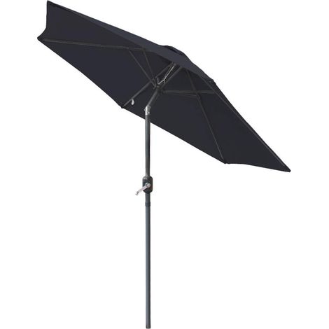 2.7m Round Garden Parasol Outdoor Patio Sun Shade Umbrella with Tilt Crank UV protection - Black (1/5)