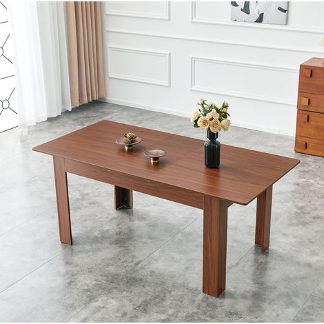 Mesa de comedor extensible rectangular 220 x 89 x 77 cm, efecto nogal HAVRYA (1/5)