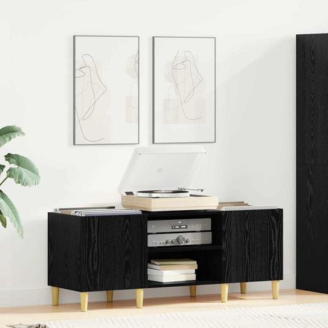 vidaXL Mobile porta vinili Rovere Nero 121 x 38 x 48 cm