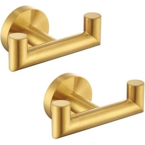 Set mit 2 Doppelhaken aus Edelstahl SUS304 für Badetücher, Doppelhaken für Bademäntel, Wandhalterung (1/4)