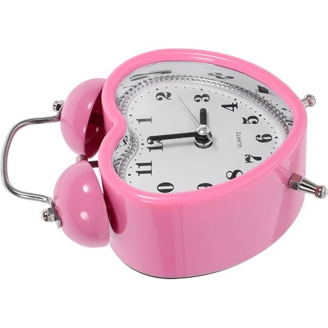 Réveil Silencieux de Cœur à Double Cloche, Rose PVC (1/5)
