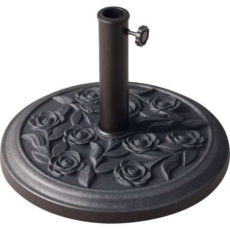 Pied de parasol rond en résene bronze, support pour mâts de 38/48 mm, Ø 45,5 x 31 cm, poids 9 kg, idéal pour stabiliser votre parasol de jardin ou de balcon, adapté à une utilisation extérieure rés...