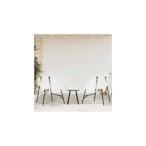 Lot de 3 Chaise de jardin noir et blanc résine tressée (1/5)