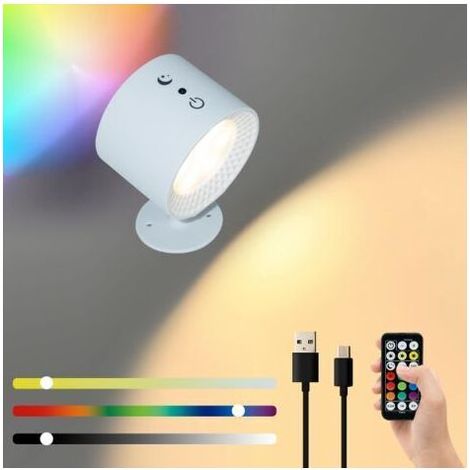 Veilleuse, luminosité réglable sur 4 niveaux, livrée avec une lanière en silicone, veilleuse LED rechargeable (blanche) (1/5)