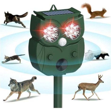 Répulsif à Ultrasons pour Animaux, Lampe de Poche LED Détection Mouvement, Solaire Animaux Chien, Renard, Lapin, Raton Laveur, Écureuil (1/4)