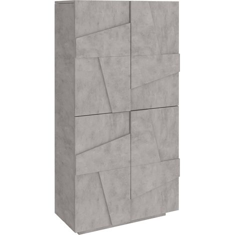 Scarpiera 4 Ante Battenti 81,2x39,2x167,6 cm Ping Cemento Bronx (1/5)