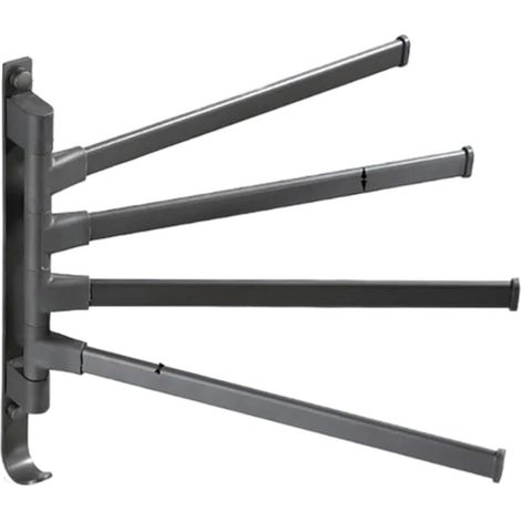 Porte-serviettes pivotant noir, sans perçage, fixation murale, barre d'angle à 3 bras (1/5)