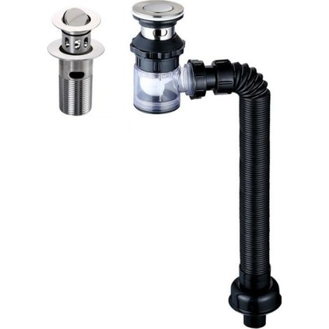 Tuyau d'eau de lavabo - Déodorant - Acier inoxydable - 360° - Panier filtrant (1/5)
