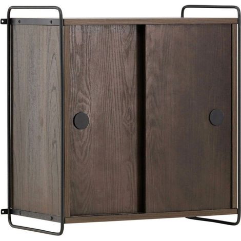 Étagère Murale 2 Portes "Paris" 68cm Marron Foncé (1/5)
