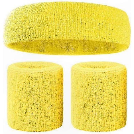 Set aus farbenfrohen, elastischen Stirnbändern für Damen und Herren – saugfähige Stirnbänder und Sportarmbänder für Fitness und Training (1/3)