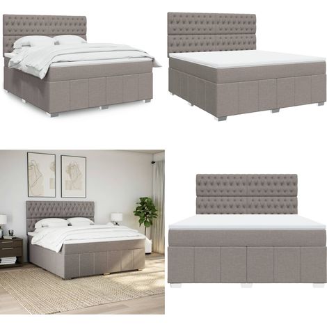 vidaXL Sommier à lattes de lit avec matelas Taupe 180x200 cm Tissu (1/5)