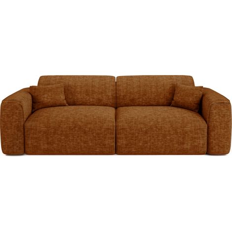 Canapé convertible 4 places en velours texturé brun YUMA (1/5)