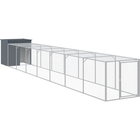 Recinto per pollaio con recinto per galline 110 x 813 x 110 cm in acciaio zincato antracite 020043943