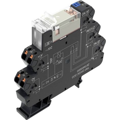 Weidmüller TRP 24VDC 1CO 16A TERMSERIES, coupleur de relais, contacts : 1, inverseur AgNi, 24 V DC ±20 %, 16 A, PUSH IN, 2618100000 (1/2)