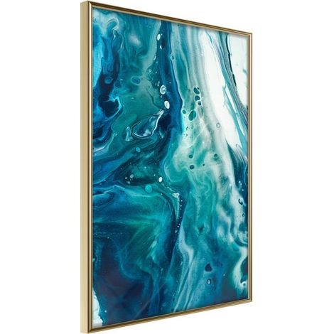 Affiche Murale Encadrée "Acrylic Pouring II" 30 x 42 cm Or