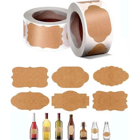 Autocollants D'étiquettes en Papier Kraft, 600 Pièces Étiquettes Autocollantes, D'autocollants de Bureau et de Cuisine, Utilisé pour le Dossier, les Bouteilles, les Emballages Cadeaux (Brun) (1/5)