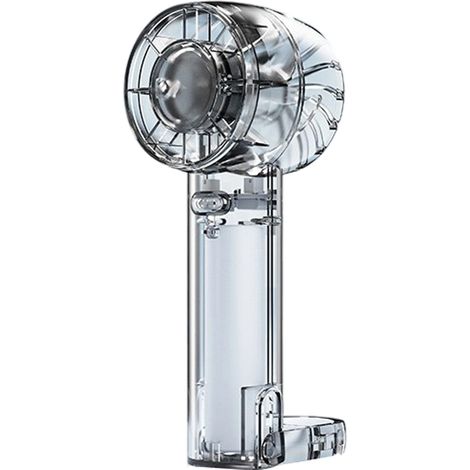 1 Ventilateur portable, 3 vitesses, design transparent, crochet rétractable, USB-C, pour bureau voyage sport (1/5)
