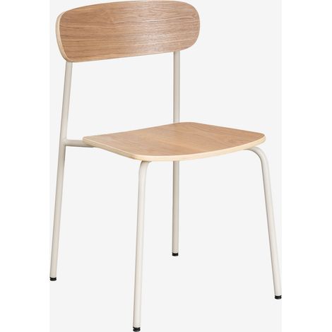 SKLUM 4er-Set stapelbare Esszimmerstühle aus Eisen und Holz Wilpier Beige Tapioca (1/5)