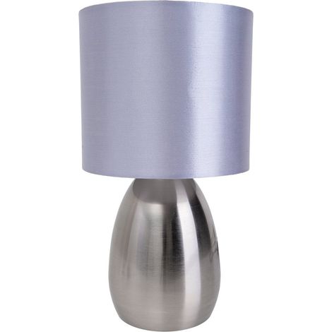 Lampe à poser en métal et tissu gris argenté, luminaire de table 33 cm, douille E14 - PANGIVO (1/5)