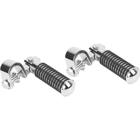 Paire de repose-pieds de moto, support de repose-pieds à pince pour barre de protection de moteur de 1 pouce, Argent - (1/4)
