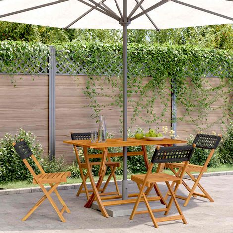 Chaises de jardin pliantes-Chaise de terrasse-Chaise d'extérieur lot de 4 noir poly rotin bois massif 916851 (1/5)