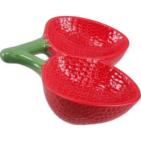 Bol à fraises, bol en céramique, assiette à salade, assiette à fruits décorative, plat de service en forme de fraise, assiette à dessert avec motif fraise (1/5)