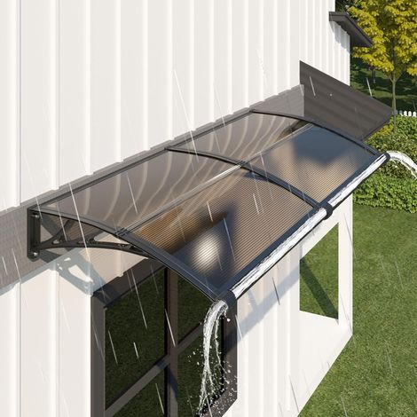 Outdoor Door Awning 240 x 100 cm Canopy with Drainage for Terrace Anti-UV rain wind snow, polycarbonate 5 mm, impact-resistant, anti-rust ABS bracket, for windows, balconies, terraces (1/5)