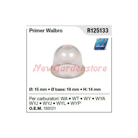 Primer WALBRO ORIGINALE carburatore WA WT WY  DECESPUGLIATORE MOTOSEGA R125133