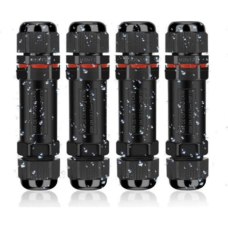 Raccord Électrique Étanches IP68, Connecteur de Câble Électrique Boîte de Derivation Étanche Éxterieur 3 Fils, Domino Etanche Boîte de Jonction pour Câble Ø 4 à 12 mm (4 Pcs) (1/5)