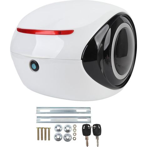 Case Universel pour Moto, Mallette de Rangement 32L pour Coffre Moto, Doublure en Coton Amovible, Coffre Arrière pour Vélo Électrique et Scooter (White) (1/5)