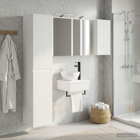 vidaXL Bathroom Furniture Set 5 pcs White Engineered Wood and Glass (1/5)