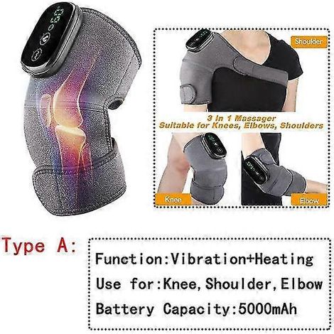 Elektrisches Wärmetherapie-Knie-Vibrationsmassagegerät für Beingelenksphysiotherapie, Ellbogen-Wärmebandage zur Linderung von Arthritisschmerzen, Kniepolstermassage – Typ A-Grau (1/5)