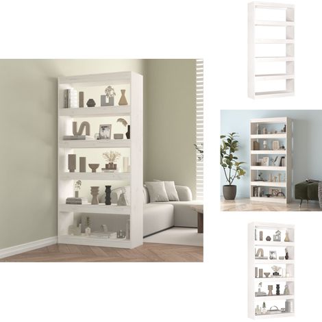Bibliothèque/Séparateur de pièce Blanc 80x30x167,4cm Pin massif - Bibliothèque Blanche - Bibliothèque En Bois - Étagère - Meuble De Rangement - Séparateur De Pièces (1/5)