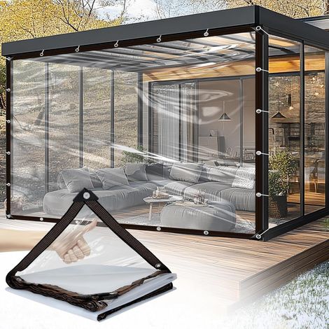 Bâche transparente pour l'extérieur - 2,5 x 3 m - Avec œillets - Imperméable et imperméable (1/5)
