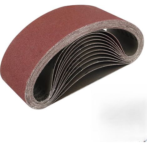 12 Schleifbänder 100x610 mm (4 x 24 Zoll) – Körnung 80, hochwertiges Aluminiumoxid, zum Schleifen von Holz, Metallen und Kunststoffen (Körnung 80/100x610) (1/5)