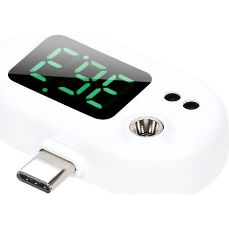 Mini-Smart-Thermometer für Mobiltelefone, USB-Stirnthermometer, berührungsloses Infrarot-Thermometer, schnelle Messung, °C/°F-Anzeige, kompatibel mit Android, iOS und Huawei.