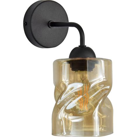 Applique Candellux Felis nero ambra vetro E27 60W 27cm (1/2)