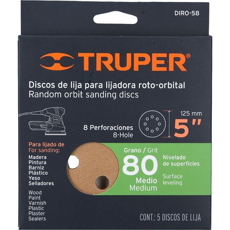Discos de lija, 125 mm - Grano 80