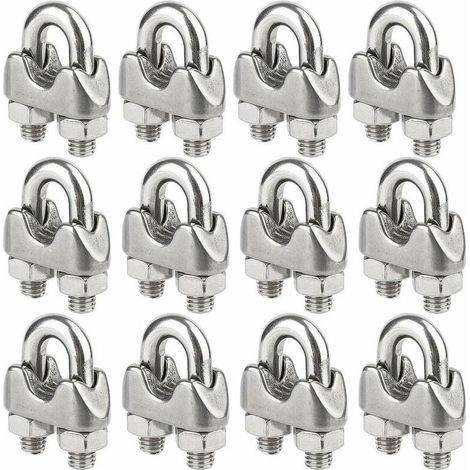 Lot de 12 Serre-câbles étrie en Acier Inoxydable pour Câble Métallique de 4mm Diamètre(M4) (1/5)