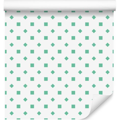 Papier peint à pois blancs et menthe, détail subtil 50x1000 cm (1/5)