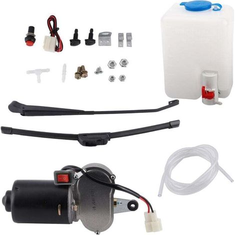 Enowelir Kit de Montage de l'Essuie-Glace Électrique Comprend Moteur, Bras de Lame, Buse d'Eau, Pot et Tuyau pour Véhicule Tout-Terrain (UTV) et Véhicule Tout-Terrain (ATV) (1/4)