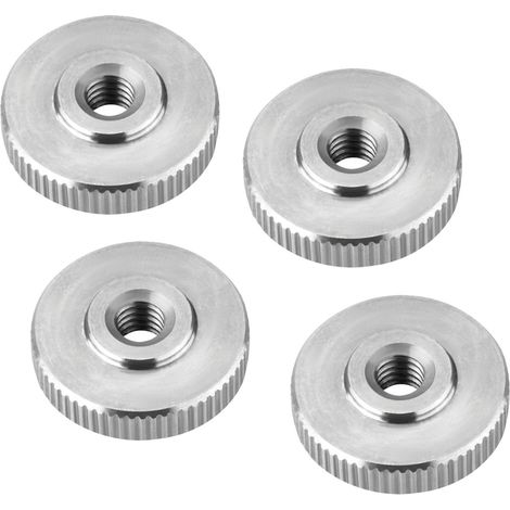 SOTECH Rändelmutter Edelstahl V2A (SS304) metrische Griffmutter mit gerändelten Seitenflächen - 4er Set M5 flache Form DIN 467