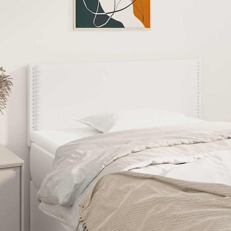 vidaXL Cabecero de cuero sintético blanco 100x5x78/88 cm (1/5)