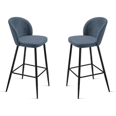 Sgabello in tesssuto Blu con struttura in metallo MEGGIE 2 pezzi (1/5)