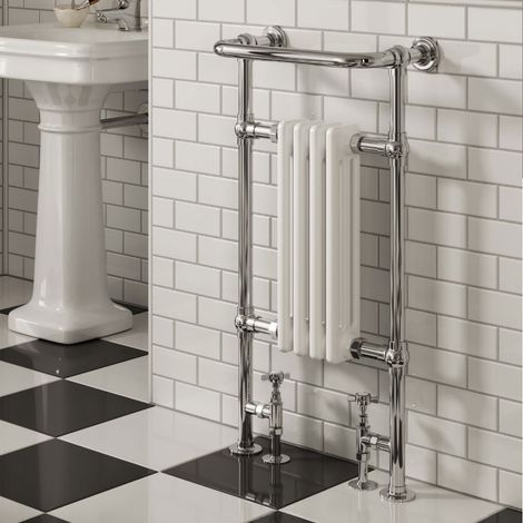 Reina Alicia Radiator Heated Towel Rail 952mm H x 479mm W White/Chrome (1/5)