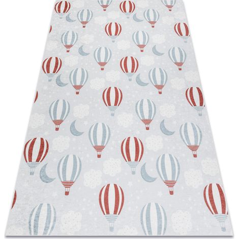 BAMBINO 1349 Waschteppich Luftballons, Wolken für Kinder Anti-Rutsch - grau grey 120x170 cm