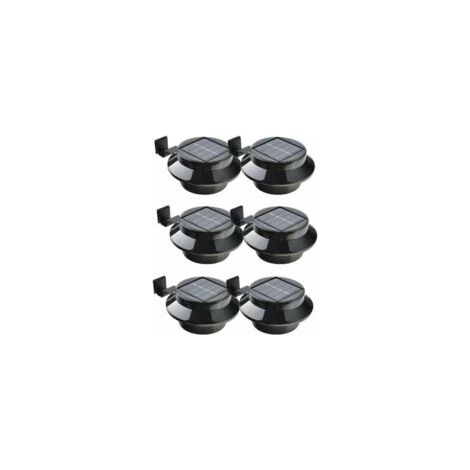 6er-Pack LED-Solarleuchten für Dachrinnen, Zäune, Dächer, Gärten, Terrassen und Wände, schwarz - Crezuo (1/4)