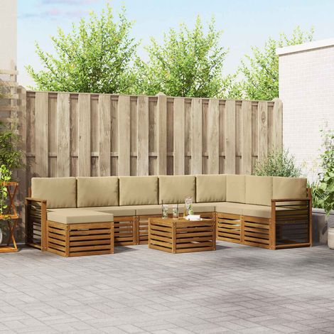 vidaXL Outdoor-Sofagarnitur 9 pcs Natur und Beige Massivholz Akazie (1/5)